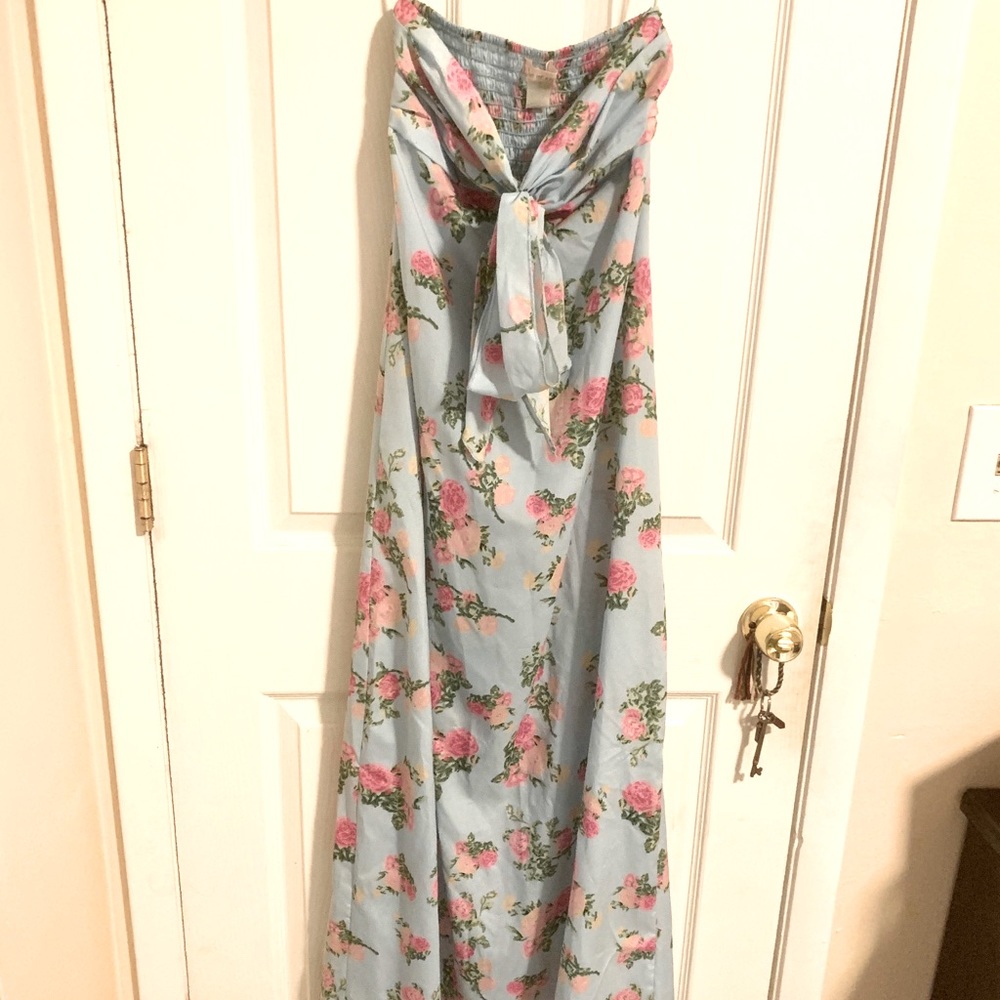 Sky Blue Floral Maxi Dress